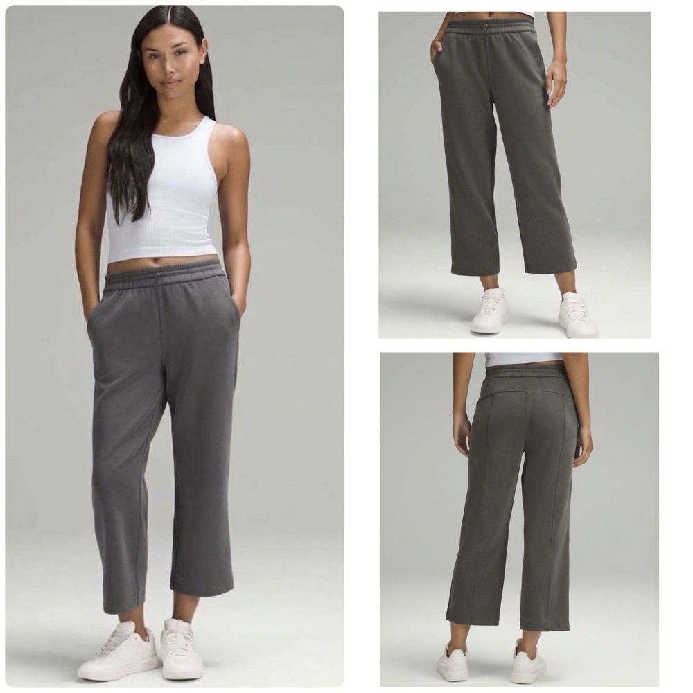 Lululemon Softstreme Wide-Leg Cropped Pants Size 14 Grey Modal Soft Athleisure